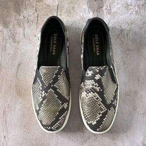 Cole Haan Snake Print Slip On Sneakers